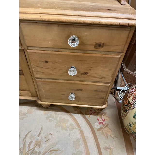 Victorian Pine Kitchen Hutch With Glass Knobs | Chairish