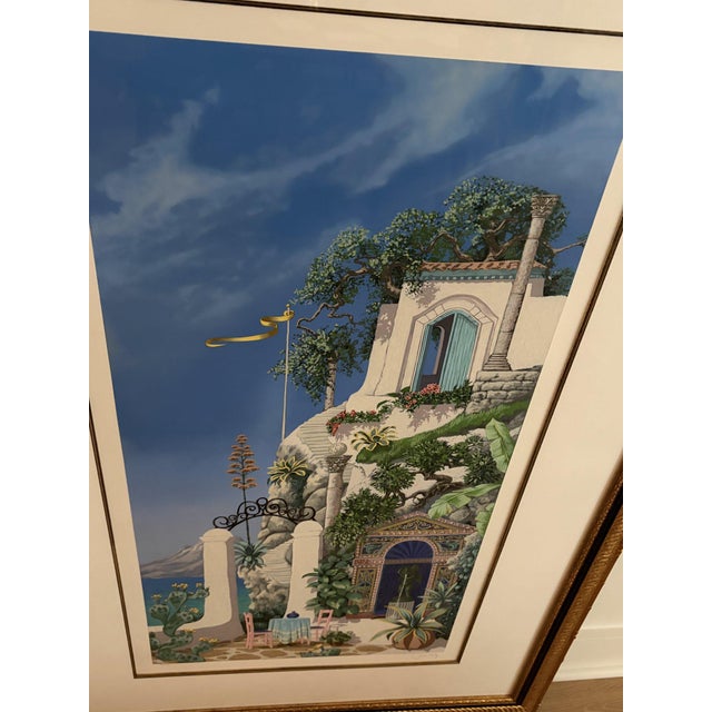 John Kiraly Signed Limited Edition Serigraph 218/250, Mediterranean Cliffside Villa, Framed For Sale In Panama City, FL - Image 6 of 7