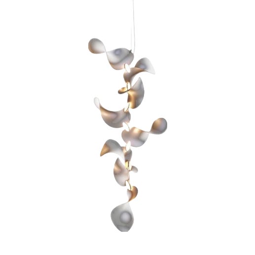 Dune 8 Vertical Cluster Chandelier in Silver Anodized Aluminum by Moss Objects For Sale