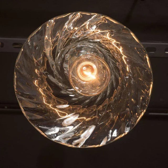 Handblown Smoke Tinted Murano Glass Pendant with Crystal Ball Embellishment For Sale - Image 4 of 6