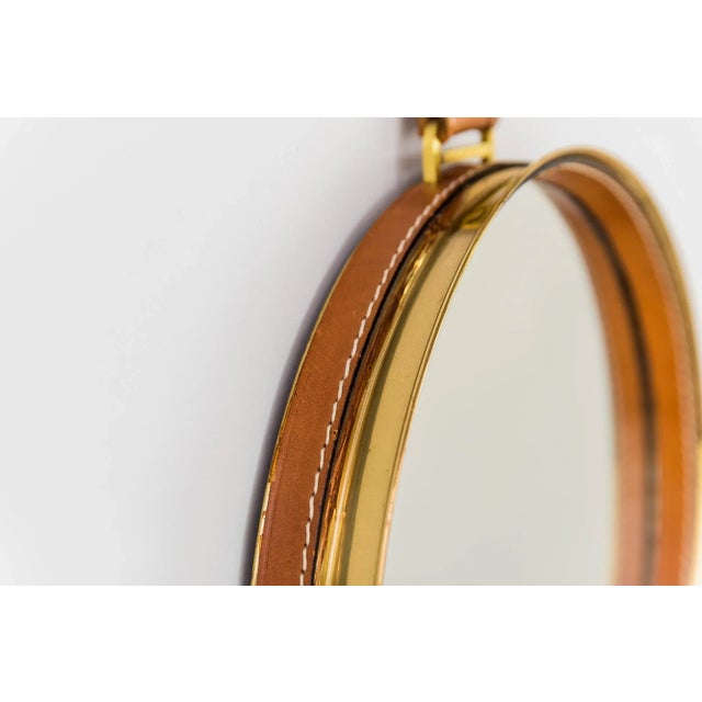 Wall Mirror with Leather, 1950s For Sale - Image 9 of 11