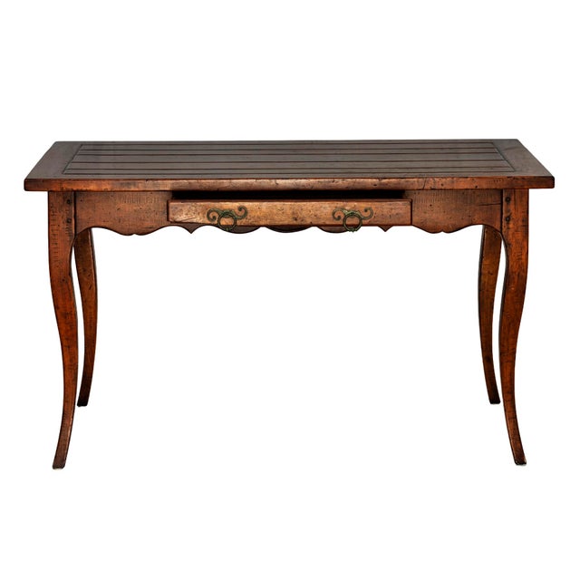 A wonderful Large Vintage French Style Wood Desk. With a secret pull out Drawer for your .laptop or keyboard. Antiqued...