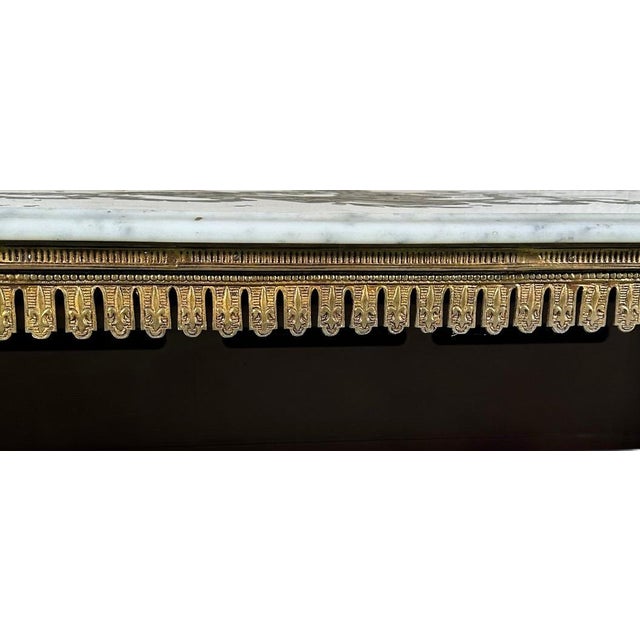 Vintage Italian Neoclassical Etched Marble and Gilt Brass Low Coffee Table For Sale - Image 9 of 17
