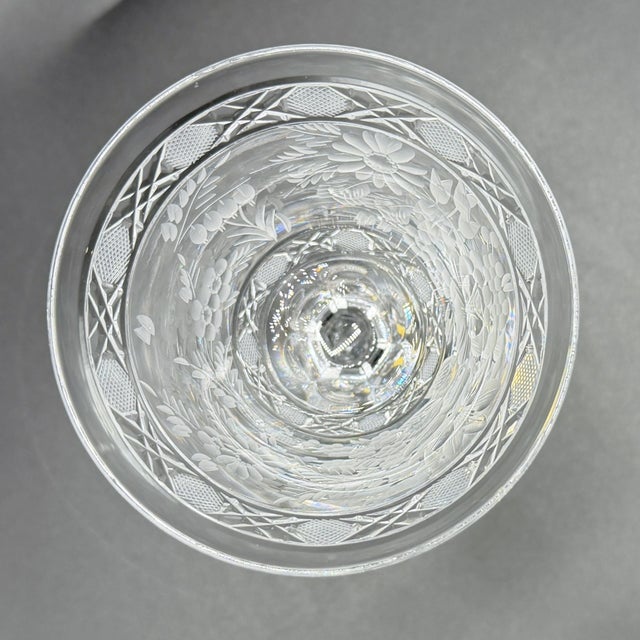 Meissen Crystal Wine Glasses, Floral Engraved & Cane Cut, German Bleikristall, 1960s, Set of 6 For Sale - Image 14 of 18