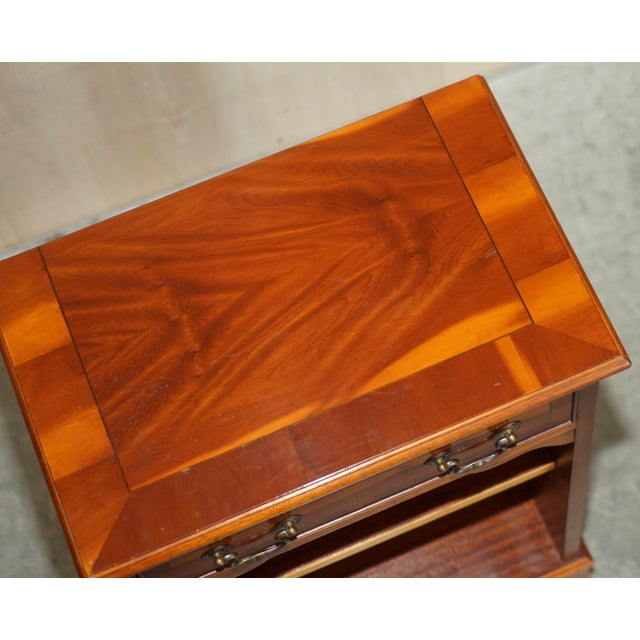 Brown Burr Yew Wood Book Table with Single Drawer and Bookshelves For Sale - Image 8 of 14
