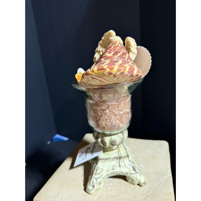 Celestial Meets the Sea Shell and Angel Adorned Vase-Coastal Art Sculpture For Sale - Image 4 of 5