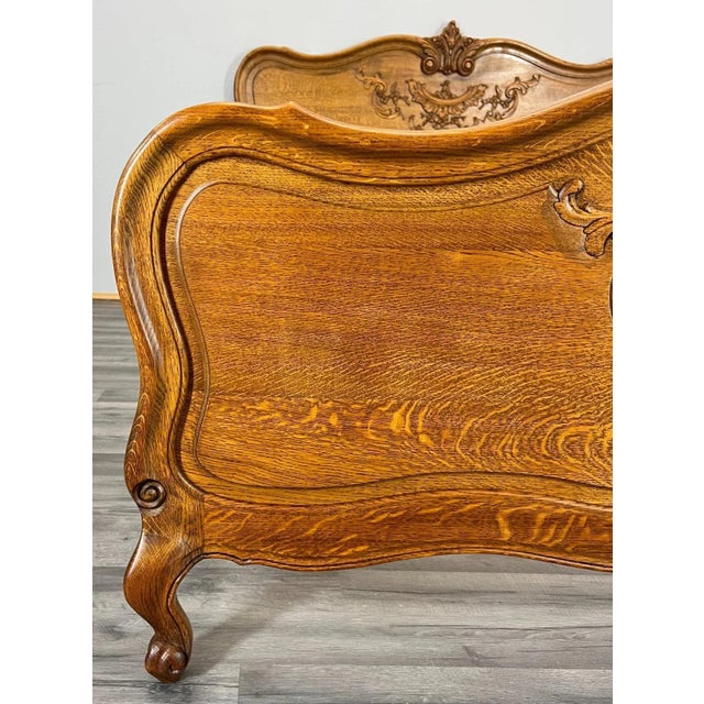 Vintage French Bed Frame in Oak For Sale - Image 5 of 11