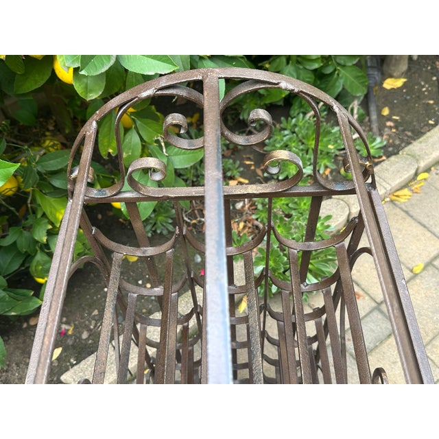 Spanish Revival Vintage Wrought Iron"Cage Shape"Wine Rack For Sale - Image 12 of 17