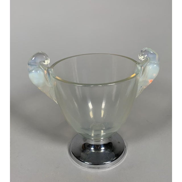 René Lalique (1860-1940) Ornis Model Vase, 1926, Art Nouveau Two-handled vase in opalescent molded blown white glass with...