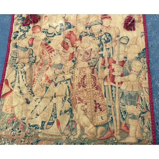 Large Antique Gothic Adaptation the War of Troy Tapestry French Europe Tapestry For Sale - Image 10 of 18