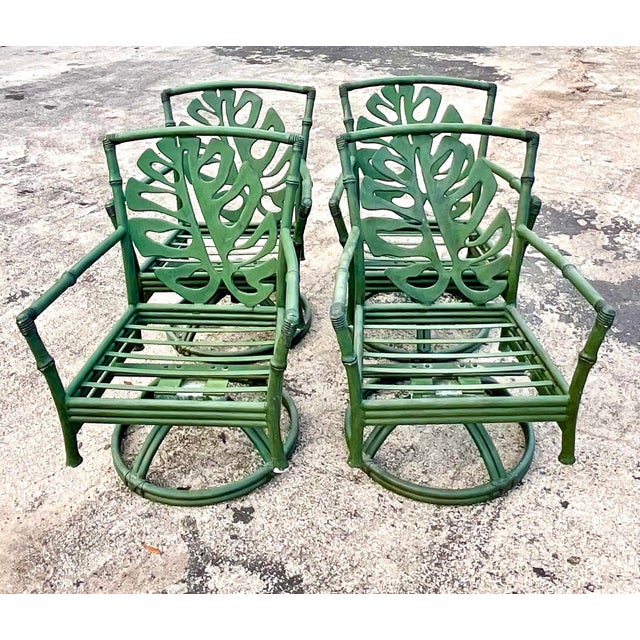 Vintage Coastal Cast Aluminum Swivel Chairs Set of 4 Chairish