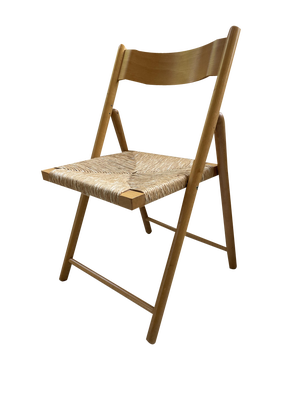 Beech and Straw Folding Chair, 1980s