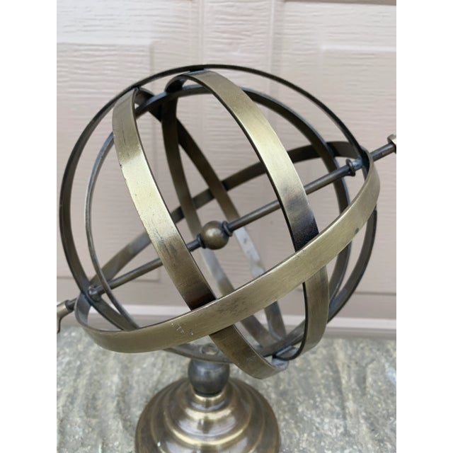 Late 20th Century Vintage Brass Armillary Sphere Sundial Garden Ornament, English Country Style For Sale - Image 5 of 10