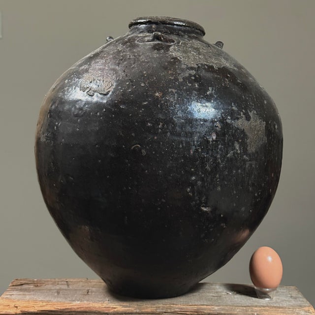 Chinese Antique 17th Century Chinese Dark Glazed Stoneware Jar (Shiwan Kilns) For Sale - Image 3 of 12