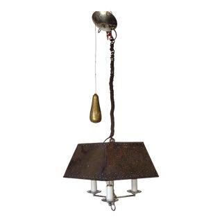 1940s Adjustable Height Three Light Chandelier For Sale