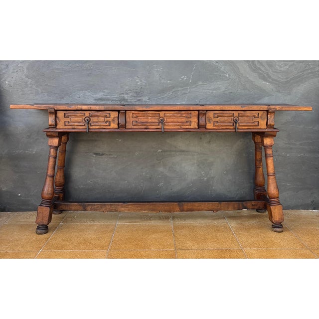 Spanish Renaissance Revival Three-Drawer Console Table, Early 20th Century For Sale - Image 12 of 18