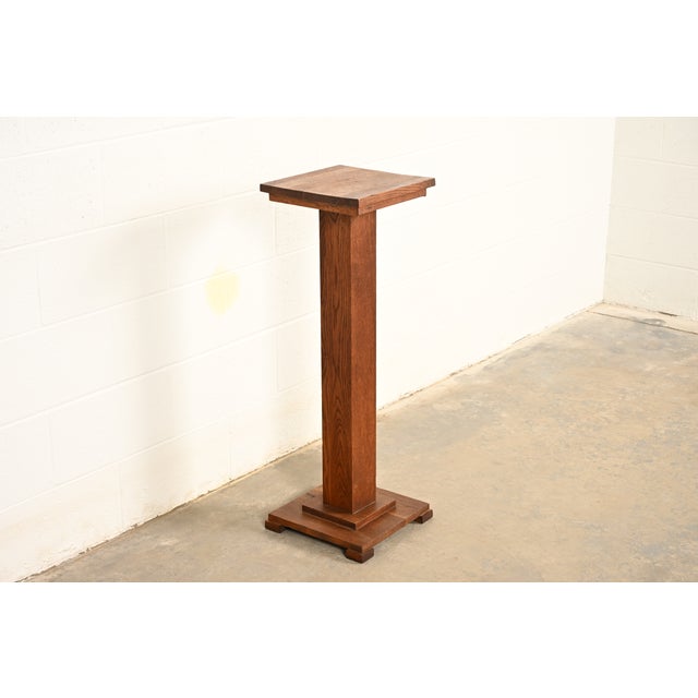 Mission Stickley Brothers Style Antique Mission Oak Arts & Crafts Pedestal or Plant Stand, Circa 1910 For Sale - Image 3 of 12