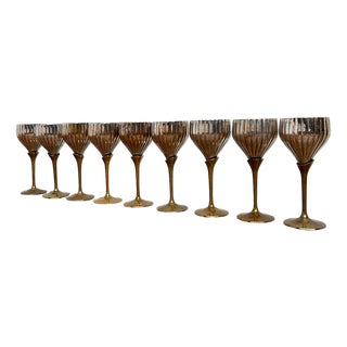 Glasses in Silver Metal and Brass, 1950s, Set of 9 For Sale