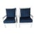 1990s Coastal Wood White Arm Chair With Blue Cushion Set of 2 For Sale