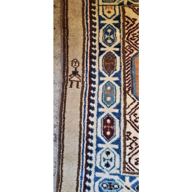 Early 20th Century Early 20th Century Vintage Afghan Tribal Square Prayer Rug- 3′7″ × 3′8″ For Sale - Image 5 of 11