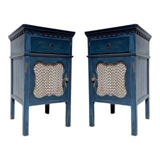 Pair of Country French Side Tables With Tile Tops For Sale