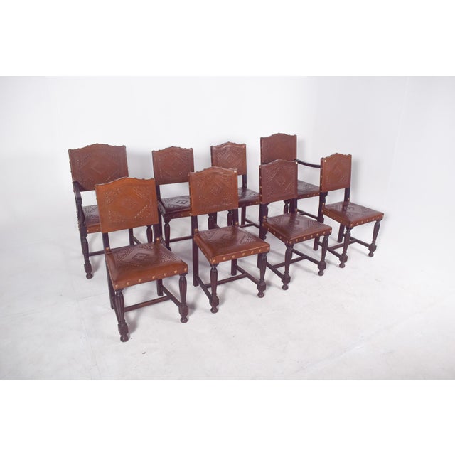Chairs with Studded Leather Backs and Seats, 1890s, Set of 8 For Sale - Image 12 of 12