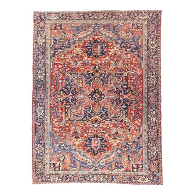Antique Persian Heriz Rug, 09'08 X 12'10 For Sale