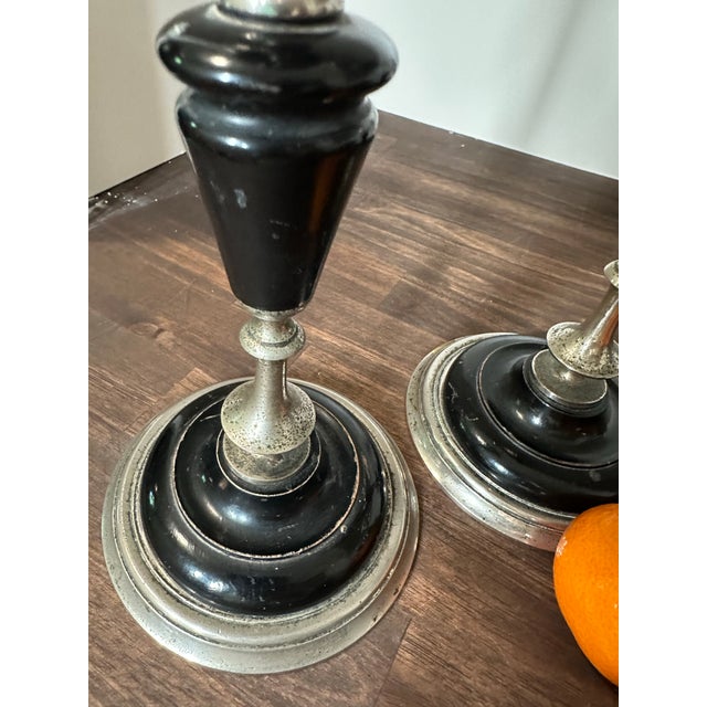 Early 20th Century French Ebony Candlestick Holders- Set of 2 For Sale In Louisville - Image 6 of 10