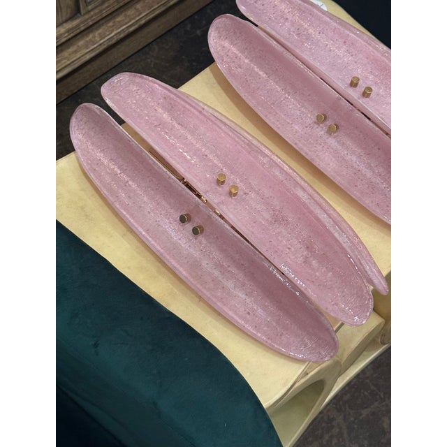 Pair of Murano Pink Glass Bespoke Sconces For Sale - Image 4 of 6