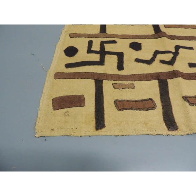 Vintage Tan and Black Raffia Woven Kuba African Textile #2 Size: 17.5”H x 24”L