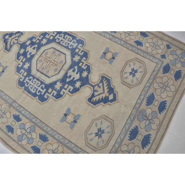 Tan Oushak Antique Floral Handknotted Carpet For Sale - Image 8 of 10