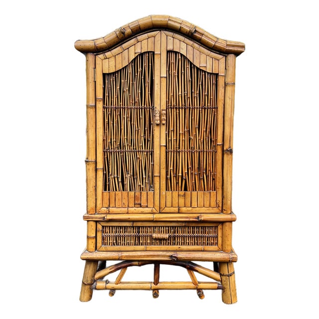 Vintage Palm Beach Regency Bamboo Cabinet For Sale