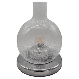 Italian Chrome and Pulegoso Glass Table Lamp, 1970s For Sale