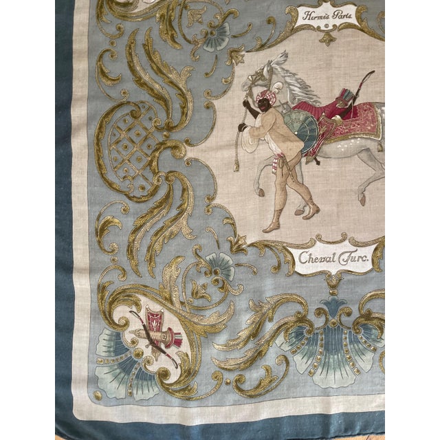 Textile HERMÈS Cashmere Scarf “CHEVAL TURC” 1970 For Sale - Image 7 of 9