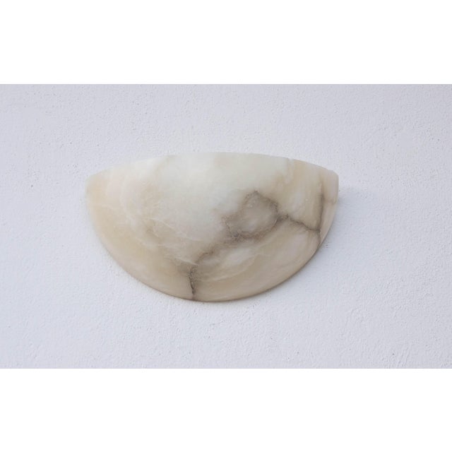 White Art Deco White Alabaster Wall Light, 1950s For Sale - Image 8 of 12