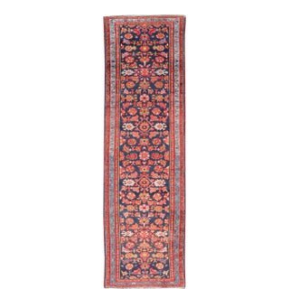 Antique Malayer Runner With Sub-Geometric All-Over Herati Design in Multicolors For Sale