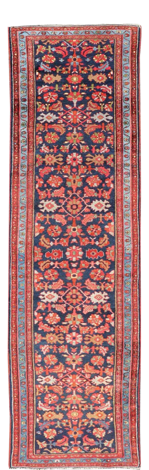 Antique Malayer Runner With Sub-Geometric All-Over Herati Design in Multicolors