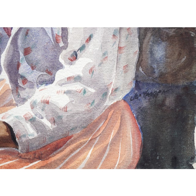 1960s "Portrait of a Young Mexican Girl" Impressionist Watercolor on Paper by Joseph Yeager 1950s For Sale - Image 5 of 6