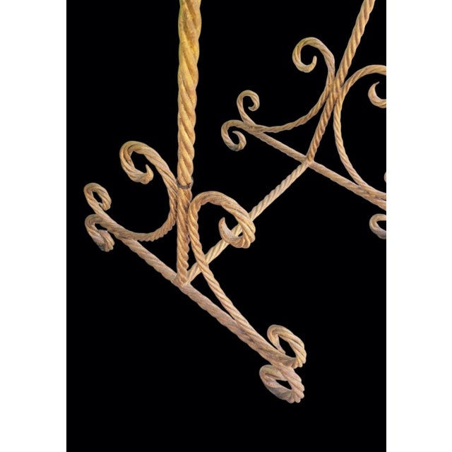 Metal Vintage Italian Florentine Hollywood Regency Gold Gilt Wrought Iron Twisted Rope Metal Cheval Standing Floor Mirror For Sale - Image 7 of 14