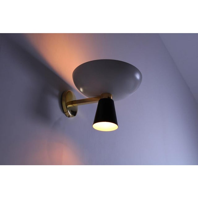 Black Black & White Brass Diabolo Wall Sconce from Stilnovo, 1950s For Sale - Image 8 of 18