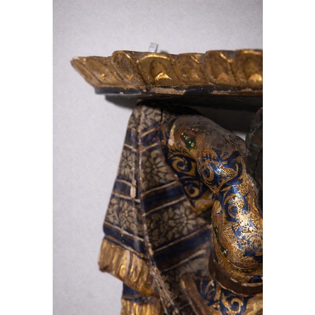 Antique Italian Venetian Polychrome Wall Consoles, 1800, Set of 2 For Sale - Image 4 of 14