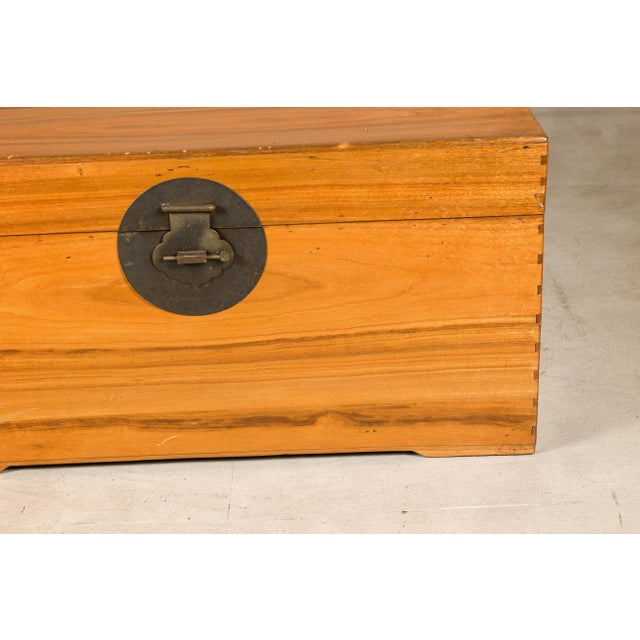 Vintage Chinese Pine Blanket Chest or Coffee Table with Brass Hardware For Sale - Image 14 of 18