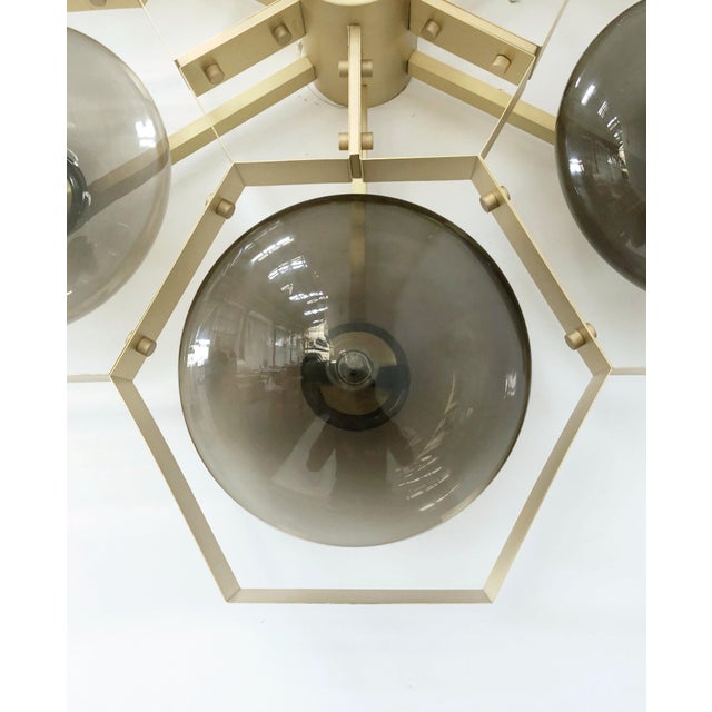 Brass 21st Century Hive Satin Brass Smoky Murano Flush Mount by Fabio LTD For Sale - Image 8 of 9