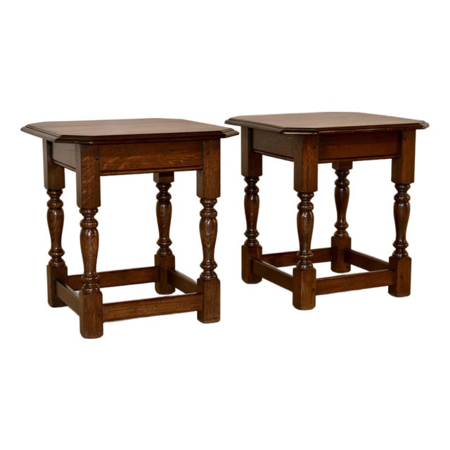 Pair of England Oak Side Tables, Circa 1900 For Sale