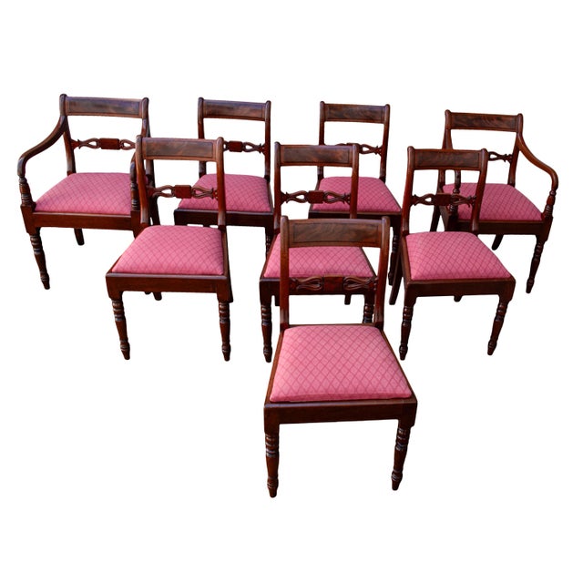 Early 19th Century Antique Georgian Regency Flame Mahogany Dining Chairs Armchairs 1820- Set of 8 For Sale - Image 5 of 12