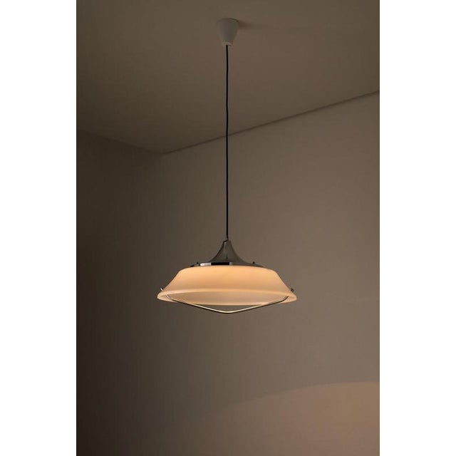 Space Age Acrylic Glass Dish Pendant with Chrome Detail, 1970s For Sale - Image 4 of 10