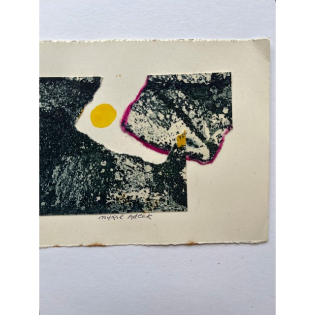 1960s "Shifting" Collage Intaglio Etching Blue Yellow Pink Ny Artist Myril Adler For Sale In Dallas - Image 6 of 9