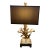 Hollywood Regency Gilt Gold Coral Table Lamp With Black Shade For Sale
