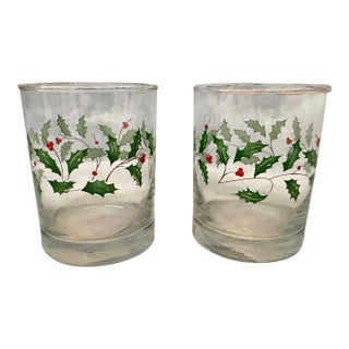 Vintage Lenox Holiday Double Old Fashion Glassware-A Pair For Sale