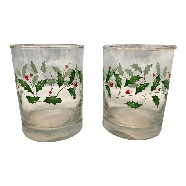 Vintage Lenox Holiday Double Old Fashion Glassware-A Pair For Sale